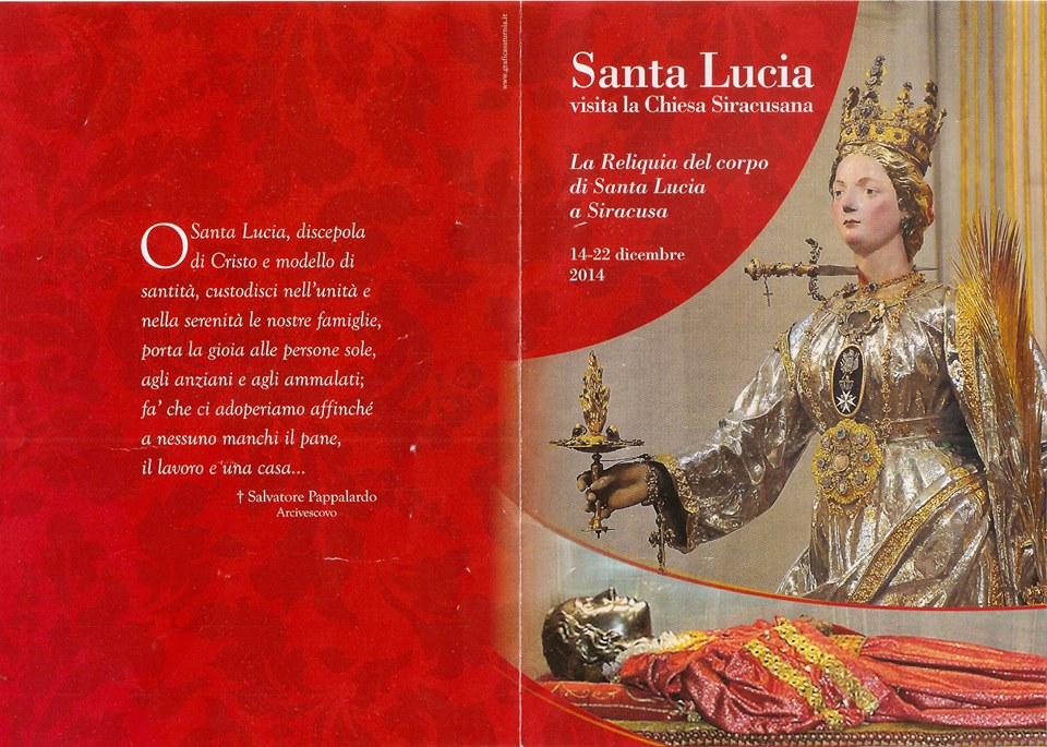 Siracusa: sarà presentato lunedì il programma dei festeggiamenti in occasione dell’arrivo del corpo di S. Lucia