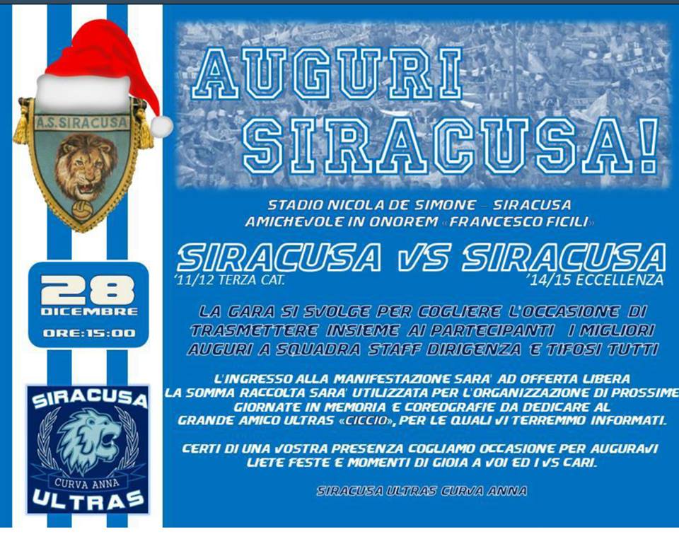 Siracusa: domenica 28 al “De Simone” una partita per Ciccio Ficili