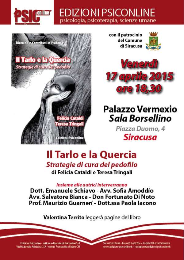 Siracusa: la pedofilia raccontata nel libro “Il Tarlo e la Quercia. Strategie di cura del pedofilo”