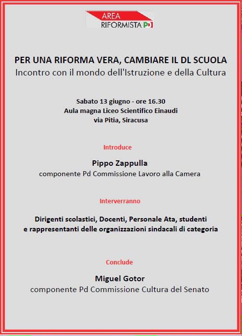 Siracusa: Zappulla e Gotor parleranno del Dl Scuola sabato al Liceo “Einaudi”