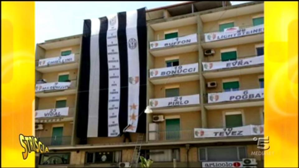 Siracusa, Video: la foto del condomino bianconero finisce a Striscia la Notizia, su canale 5