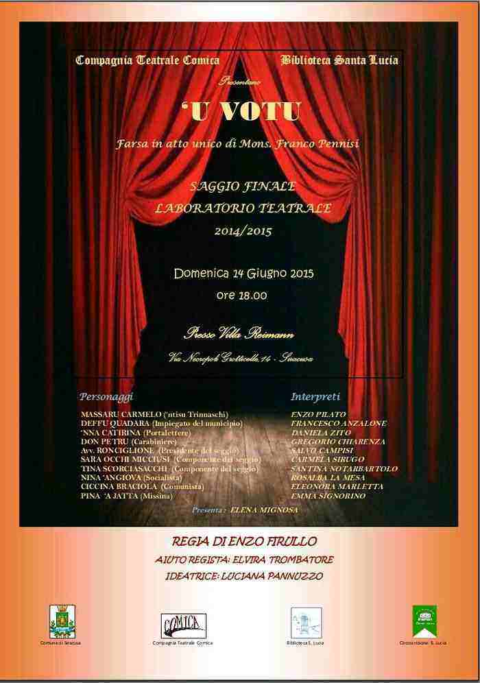Siracusa: domenica 14 giugno lo spettacolo tetrale ‘U Votu