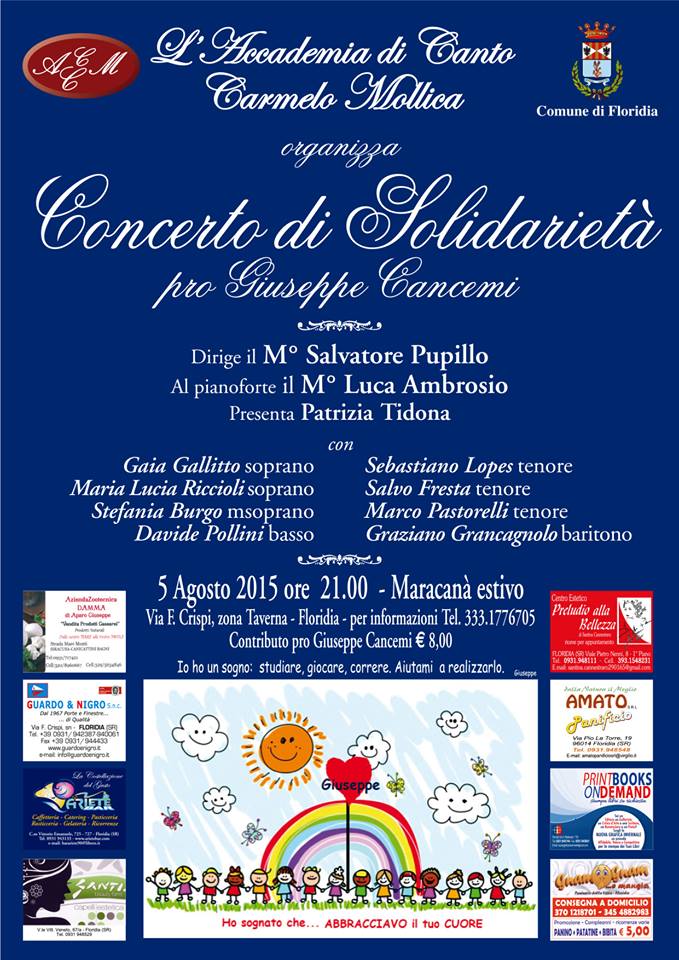 Floridia: il 5 agosto concerto di musica classica pro Giuseppe Cancemi