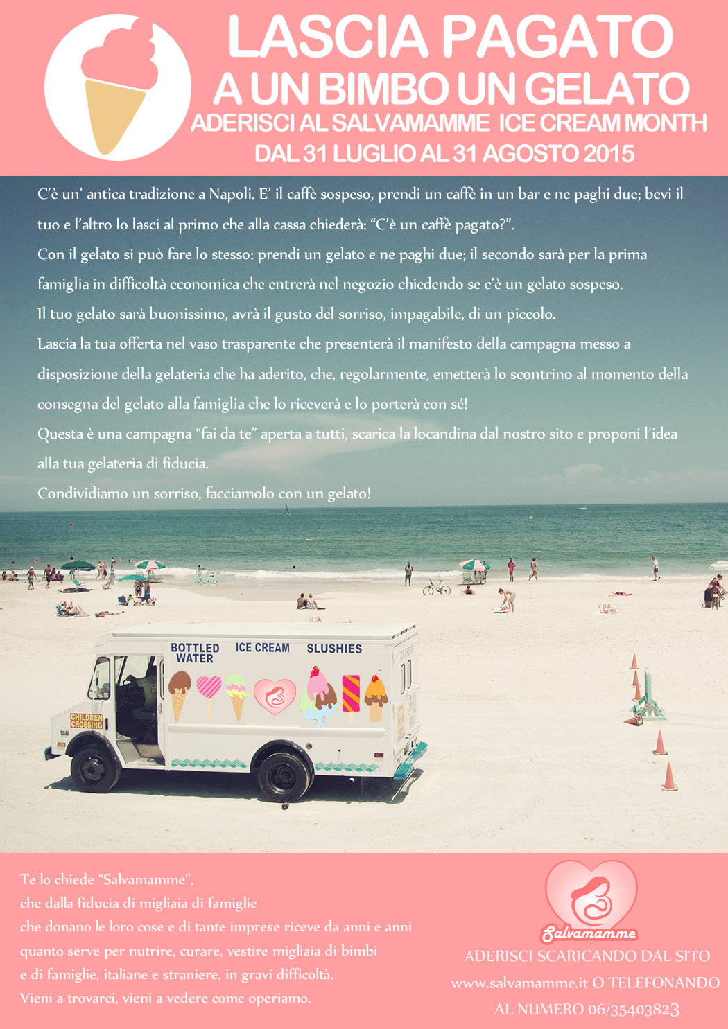 “Lascia pagato a un bambino un gelato”: parte l’iniziativa dell’associazione Salvamamme