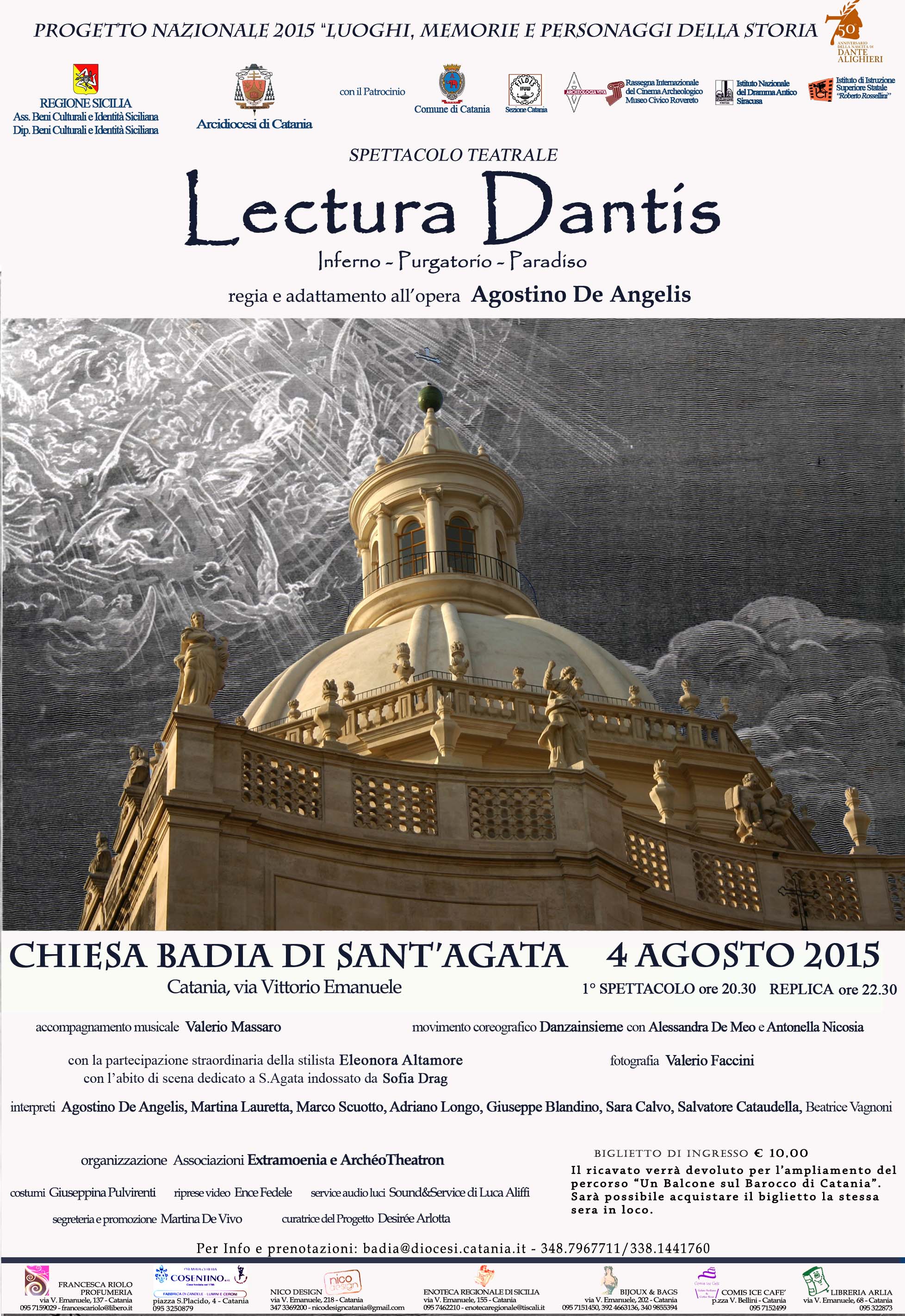 Catania: la “Lectura Dantis” in uno dei più bei “balconi” di Catania, per la regia di Agostino De Angelis