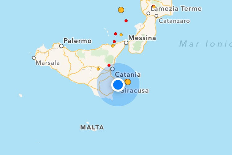 Sicilia: scossa di M 2.0 in provincia di Catania
