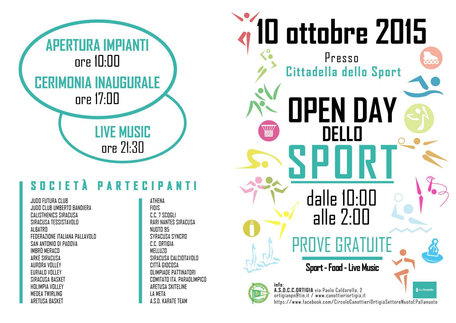 La Cittadella dello Sport apre i battenti alle famiglie e a tutti gli sportivi di Siracusa in occasione dell’OpenDay