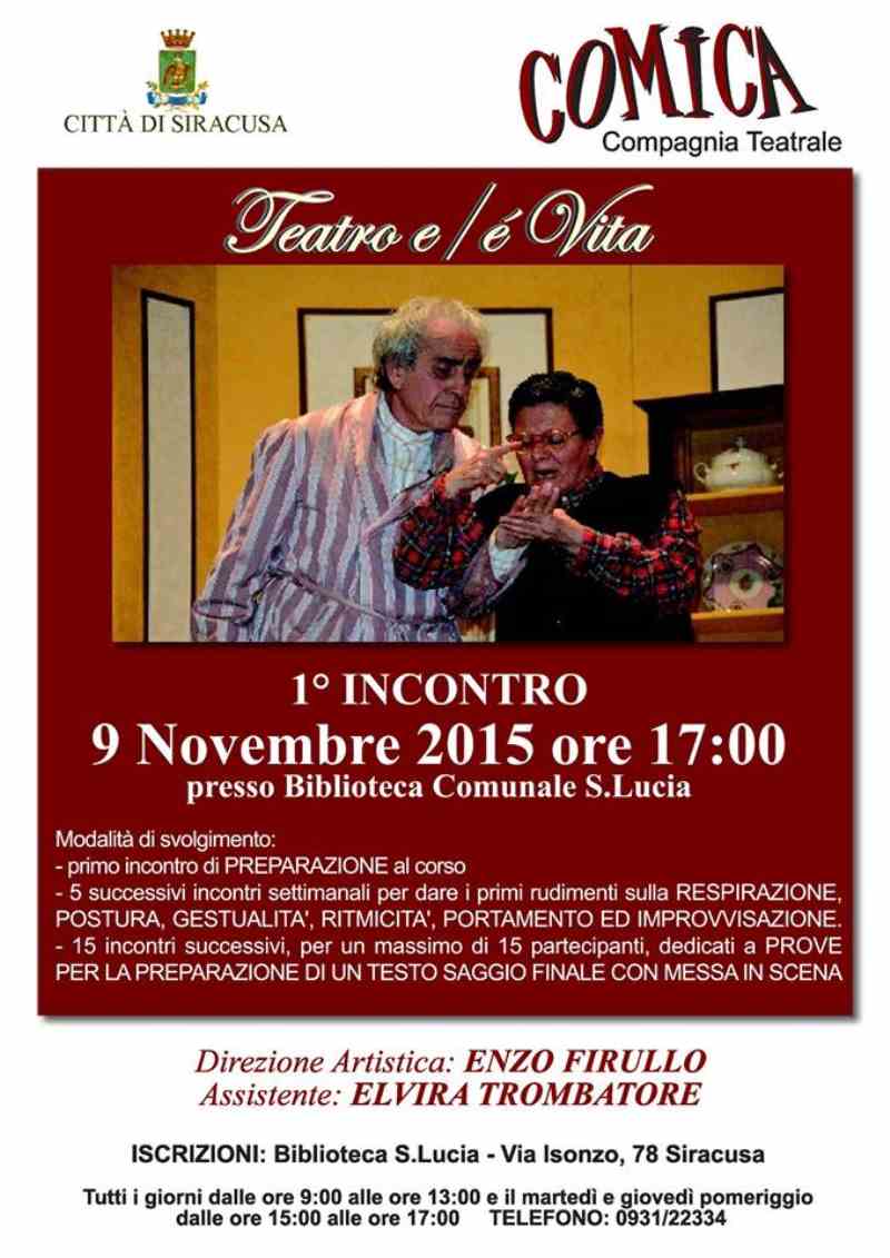 Siracusa, biblioteca S.Lucia: iscrizioni aperte per il nuovo corso teatrale gratuito