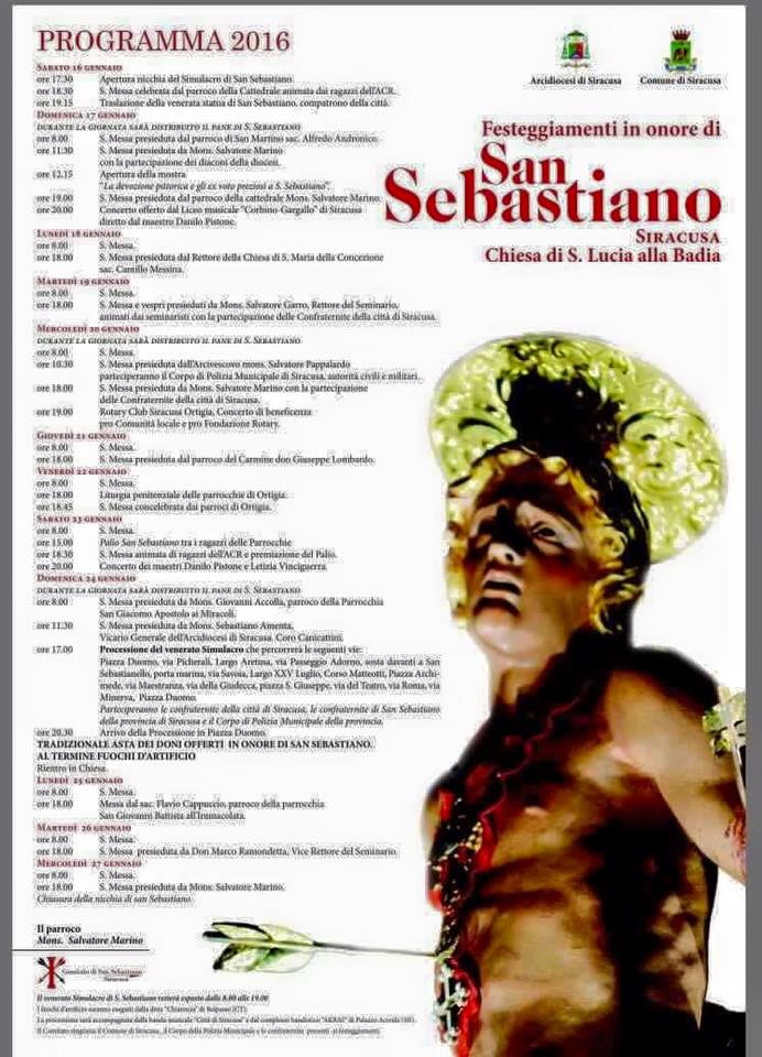 Siracusa: il 16 gennaio iniziano i solenni festeggiamenti in onore di San Sebastiano