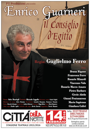 Villasmundo. Domenica “Il Consiglio d’Egitto” di Sciascia con Enrico Guarneri a Città della Notte