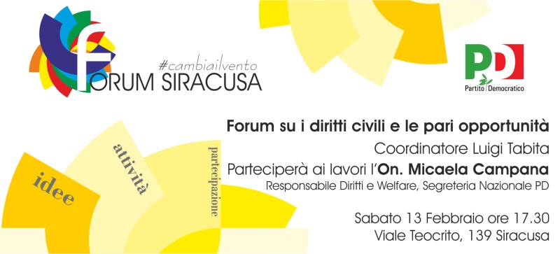 Siracusa. Domani forum del Pd su diritti civili e pari opportunità alla presenza di Micaela Campana