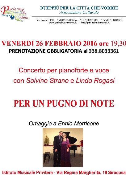 Siracusa. Venerdì omaggio ad Ennio Morricone con Salvino Strano e Linda Rogasi