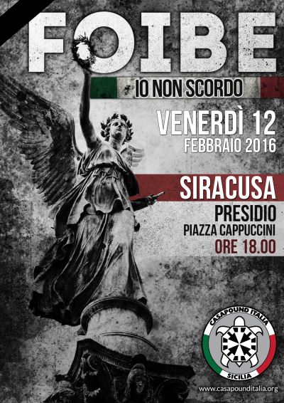 Siracusa. Sarà celebrata sabato la Giornata del Ricordo delle vittime delle Foibe