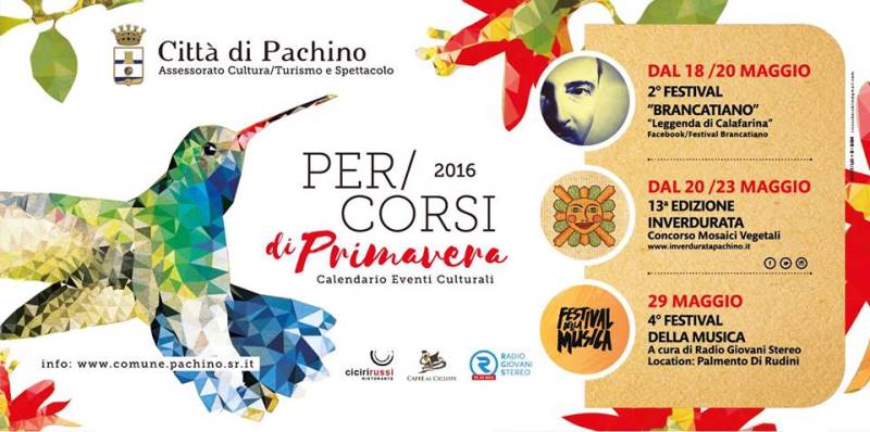 Pachino. Al via il 18 maggio i “Percorsi di primavera 2016”