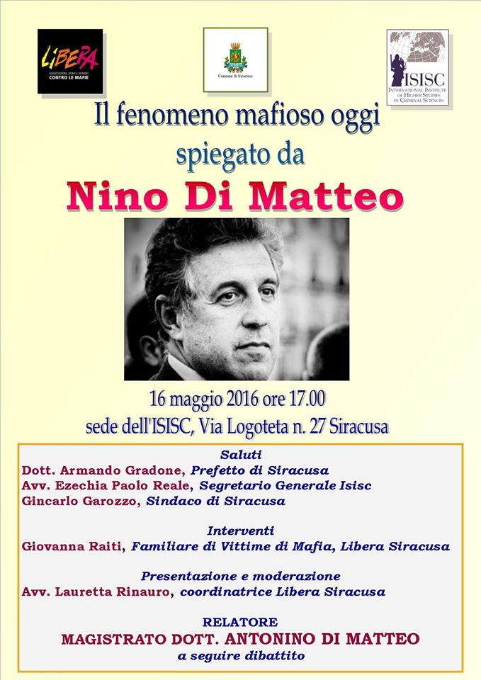 Siracusa. Lunedì il magistrato Nino Di Matteo in città per parlare del fenomeno mafioso oggi