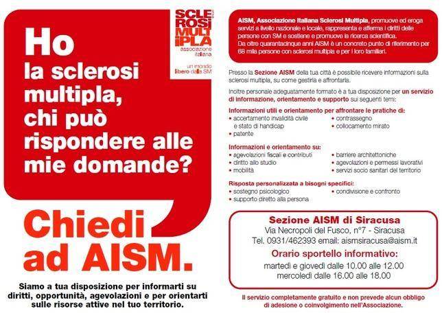 Siracusa. Sclerosi multipla, AISM scende in piazza per la ricerca: oggi e domani al Foro Italico