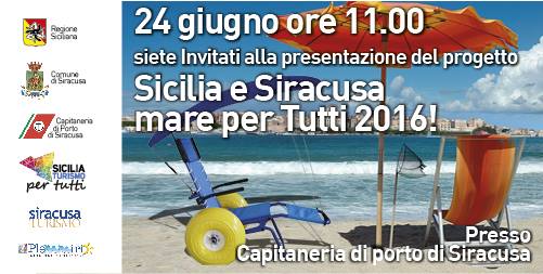 Anche quest’anno prenderà il via il progetto “Sicilia e Siracusa, Mare per tutti”