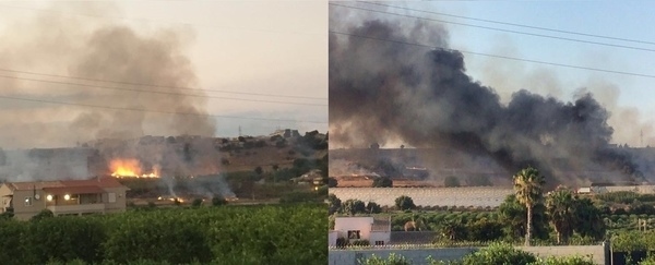 Incendio a Tremilia, fumo nero nel cielo di Siracusa: intervengono i Vigili del Fuoco