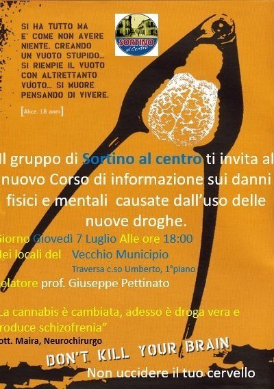 Sortino al Centro organizza un corso di informazione sui danni delle droghe