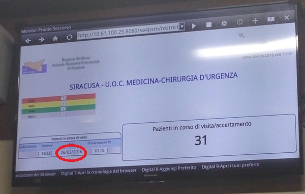 Siracusa, Pronto Soccorso da incubo all’Umberto I, Sorbello: “un display con i dati d’attesa non aggiornato da marzo”
