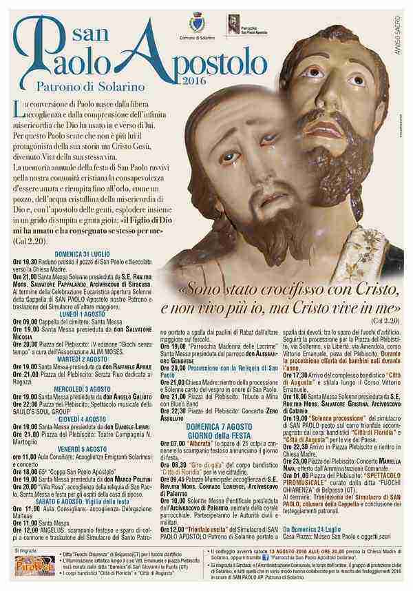 Solarino, Festa di San Paolo: “ricco programma di festeggiamenti, la gara dei carroccioli non c’entra”