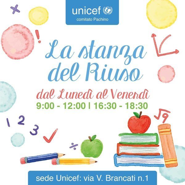 Pachino, materiale scolastico raccolto nella “stanza del Riuso”: l’inziativa del Comitato Unicef