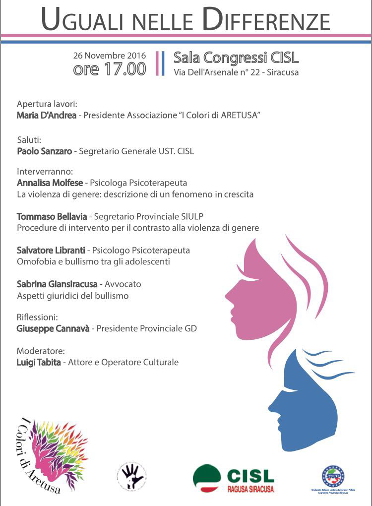 Siracusa, “Uguali nelle differenze”:  un incontro sulla discriminazione e sulla violenza di genere