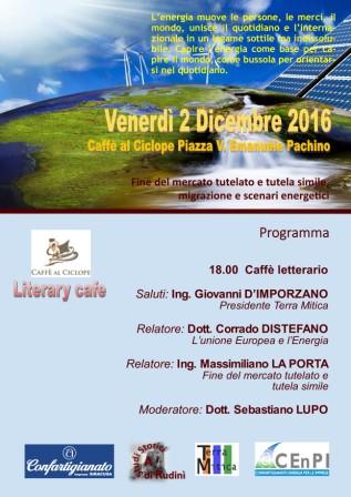 Pachino. Il 2 dicembre si discute della fine del mercato tutelato e di nuovi scenari energetici