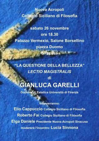 Siracusa. Si terrà sabato la lectio magistralis “La questione della Bellezza”