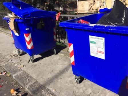 Francofonte. Danneggiati i contenitori per carta e cartone in Corso dei Mille