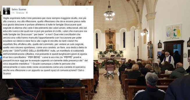 Siracusa, Omicidio Scarso. Don Pippo solo il giorno del funerale