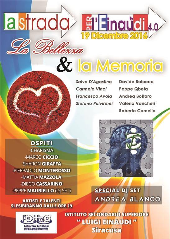 Siracusa. “La strada per l’Einaudi”. Questa sera una serata dedicata alla Bellezza e la Memoria