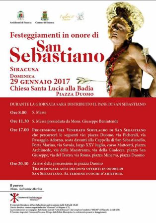 Siracusa. Domani si festeggia San Sebastiano, compatrono della città