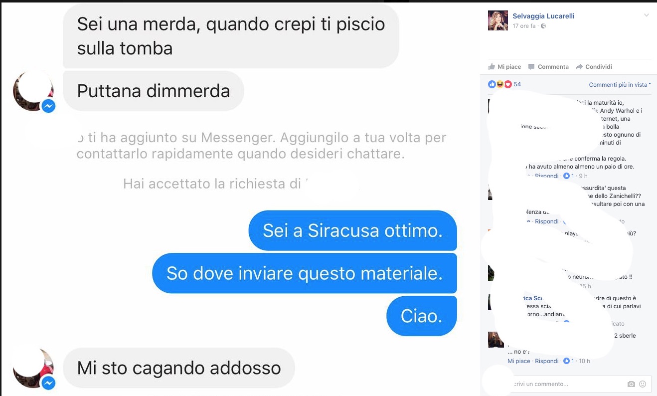 Insulti sul web, da Siracusa, alla nota blogger Selvaggia Lucarelli