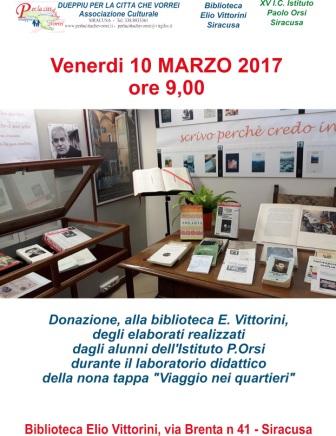 Siracusa. Dueppiù per la città che vorrei: venerdì donati gli elaborati degli alunni dell’Istituto “P.Orsi” alla biblioteca E. Vittorini