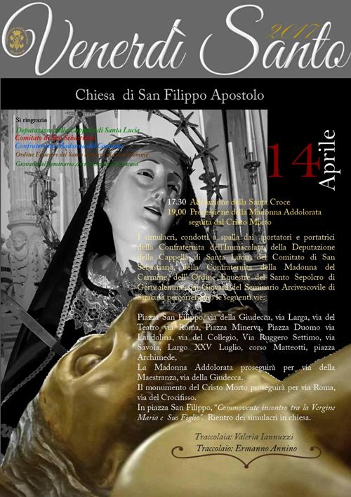 Siracusa. Si terrà il 14 aprile la processione del Venerdì Santo in Ortigia