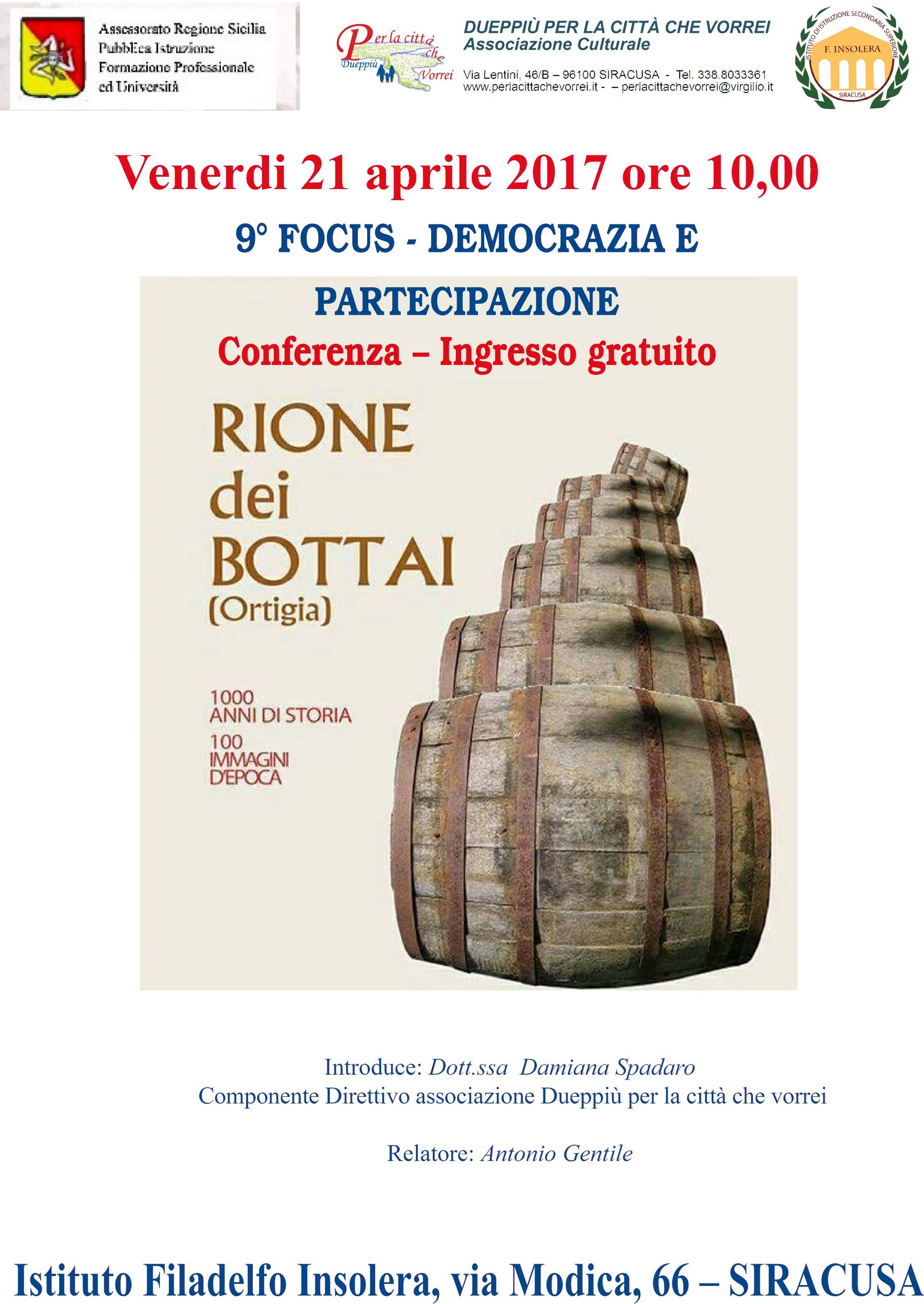 Siracusa, Dueppiù per la città che vorrei: venerdì appuntamento con il focus “Rione dei Bottai”