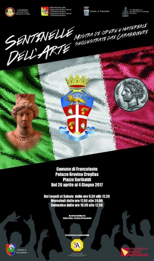Francofonte. “Sentinelle dell’Arte”: a Palazzo Gravina Cruyllas la mostra dei reperti sequestrati dai Carabinieri
