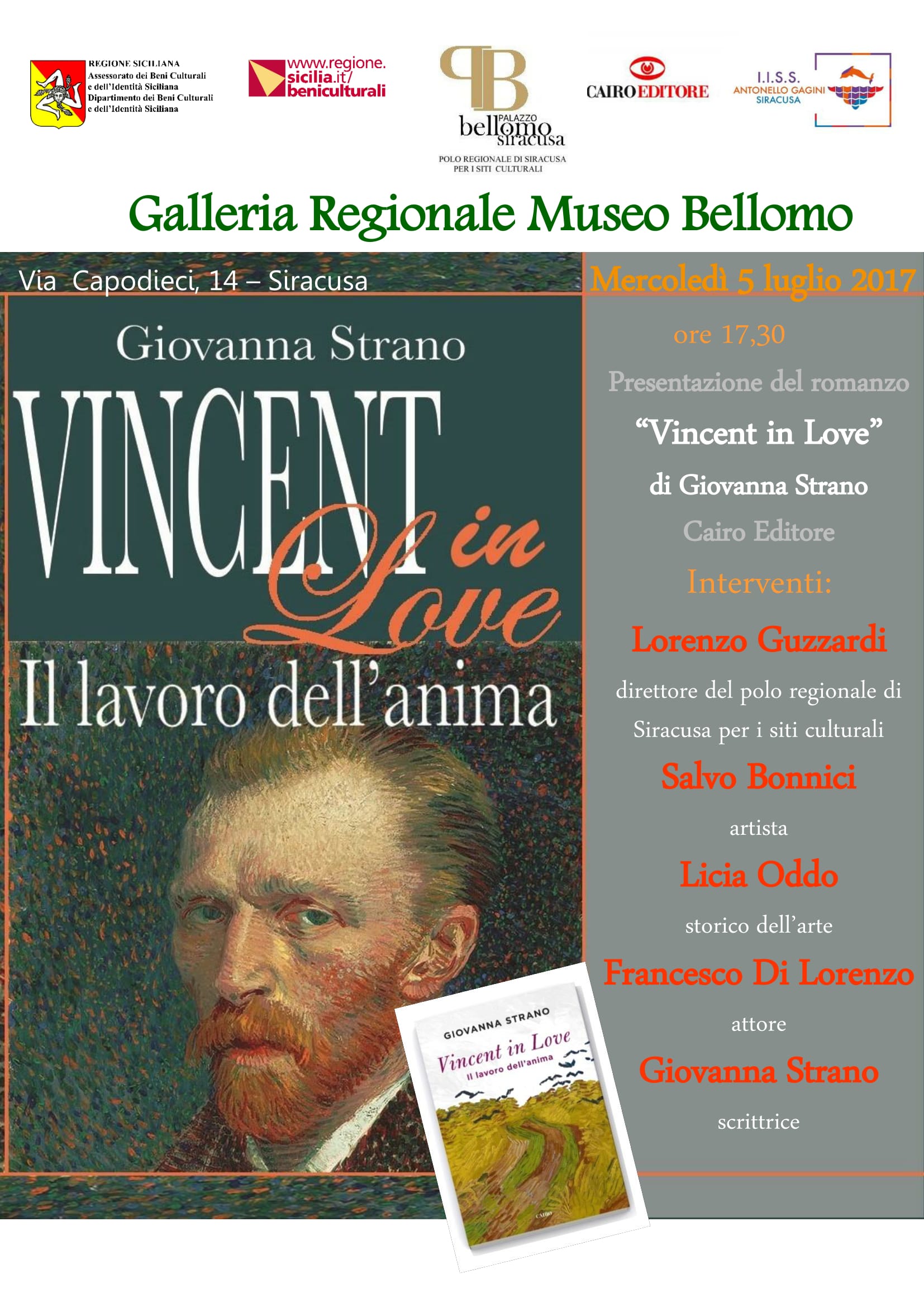 Siracusa. “Vincent in Love – il lavoro dell’anima”, sarà presentato il 5 luglio il volume di Giovanna Strano