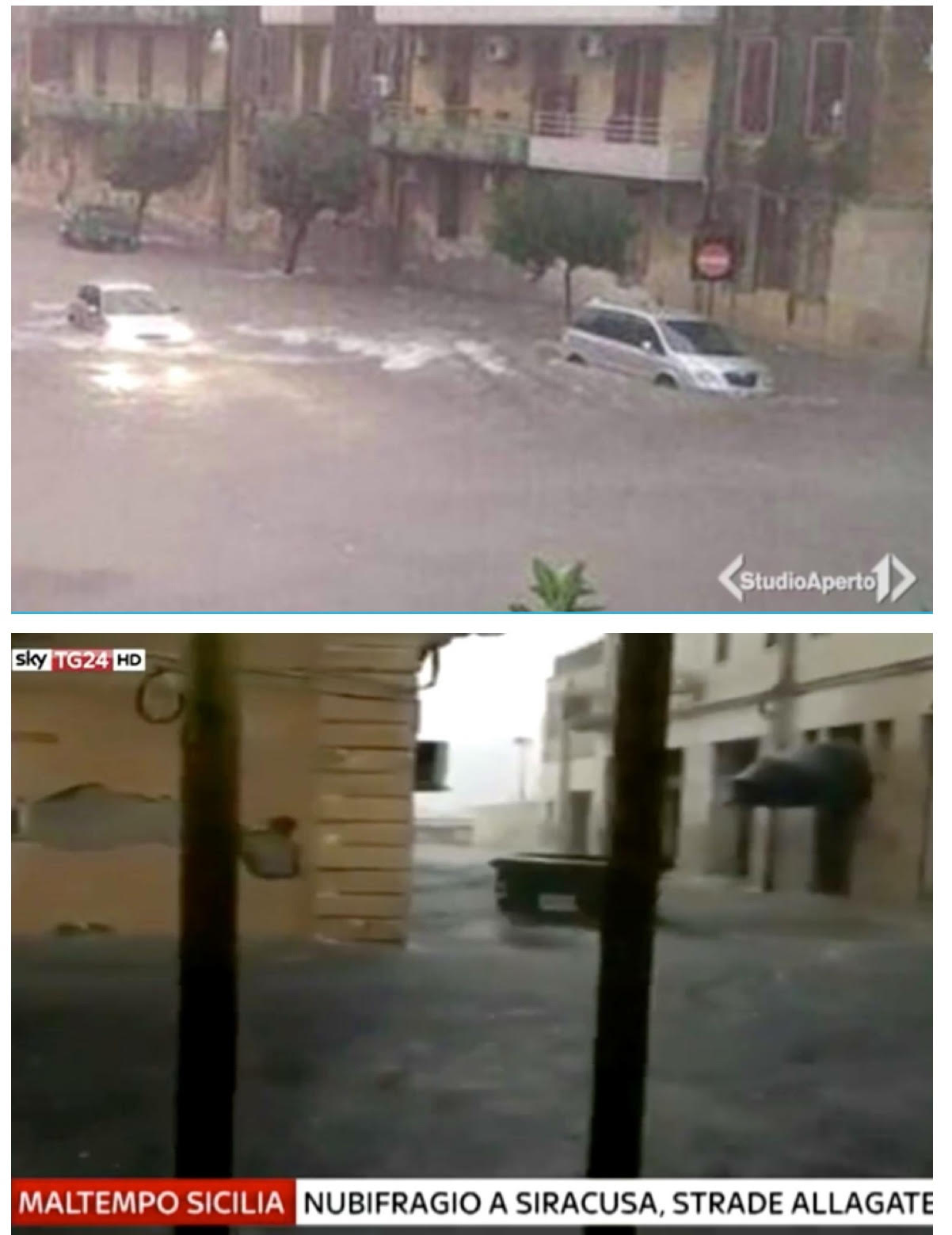 Siracusa. Maltempo. La “bomba d’acqua” aretusea trattata anche su StudioAperto e Sky Tg24