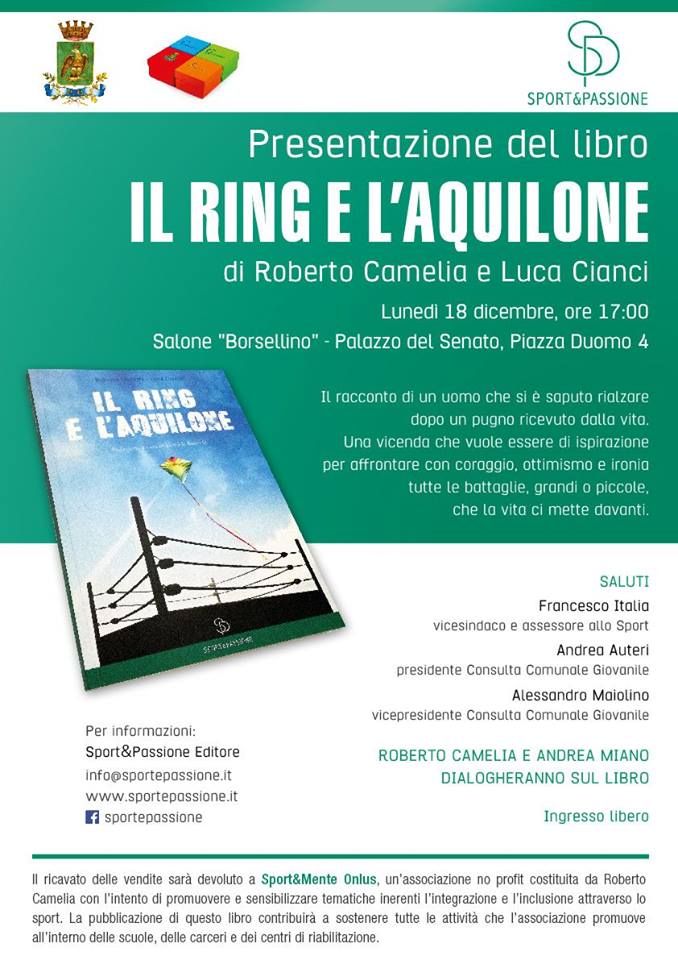Siracusa. A palazzo Vermexio la presentazione del libro “Il Ring e l’Aquilone”, la storia dell’arbitro disabile Roberto Camelia