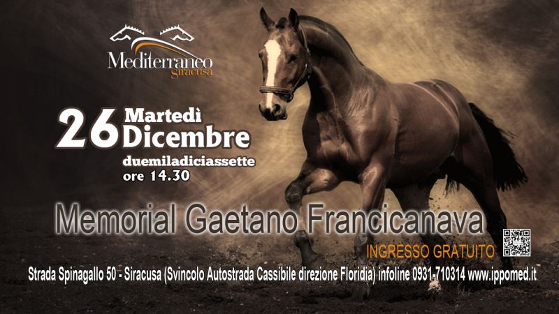 Siracusa, ippica: il 26 dicembre  Memorial Francicanava all’Ippodromo del Mediteranneo