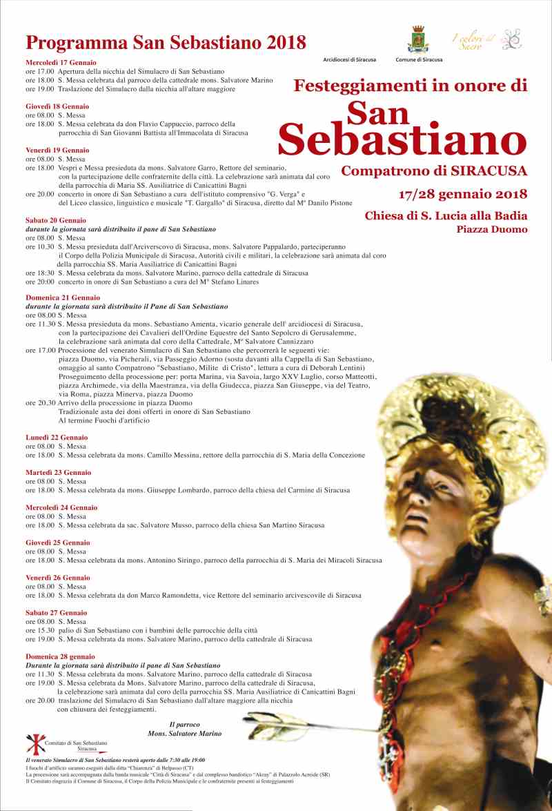 Siracusa, sarà presentato oggi il programma in onore dei festeggiamenti di San Sebastiano