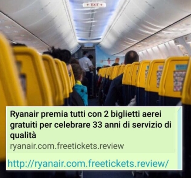 Falsi biglietti Ryanair su Whatsapp: dal “regalo” alla truffa con un semplice click
