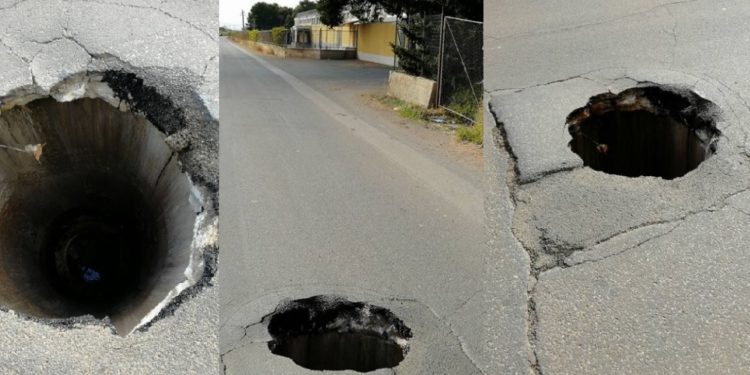 Siracusa. Si apre un “cratere” sull’asfalto in via Longarini