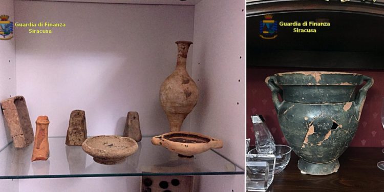 Noto, la Guardia di Finanza sequestra reperti archeologici nell’abitazione di un dirigente della Regione