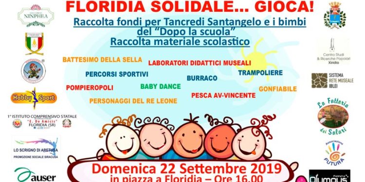 “Floridia Solidale… Gioca!”: domenica raccolta fondi per Tancredi Santangelo e i bimbi del progetto “Dopo la scuola”