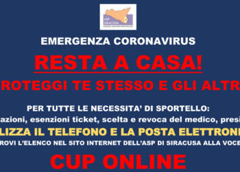 Siracusa, Asp: “Resta a casa”. I numeri di telefono e le email per i servizi di sportello
