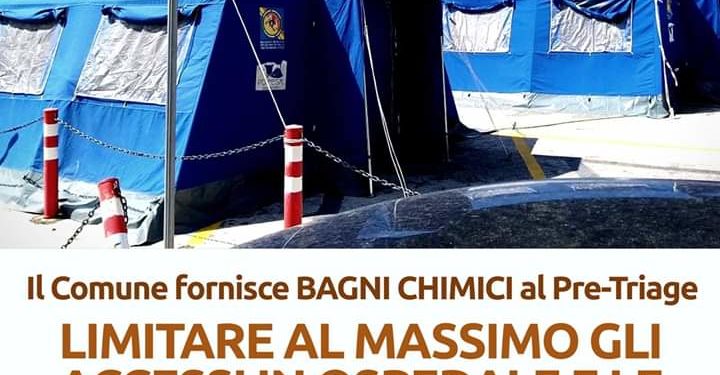 Siracusa. Bagni chimici a supporto delle tende Pre-Triage