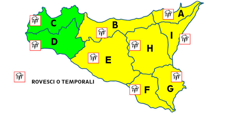 Allerta meteo gialla su tutta la Sicilia centro-orientale: l’avviso regionale della Protezione Civile